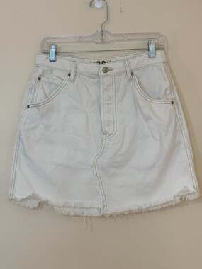We The Free by Free People Brea Cut-Off Denim Mini Skirt in Deco White